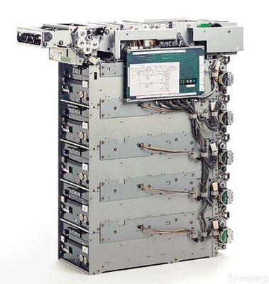 Máy phân phối tiền mặt nhiều băng cassette Fujitsu F510 với tối đa 6 băng, sức chứa 18.000 tờ tiền mới và khả năng bảo trì từ phía trước hoặc phía sau